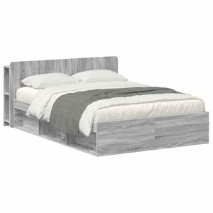 vidaXL Bed Frame with Storage Grey Sonoma 140 x 190 cm Engineered Wood