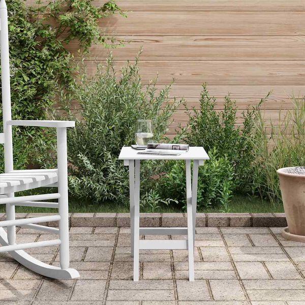 vidaXL Side Table Foldable White Solid Wood Poplar
