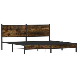 vidaXL Metal Bed Frame without Mattress Smoked Oak 160x200 cm