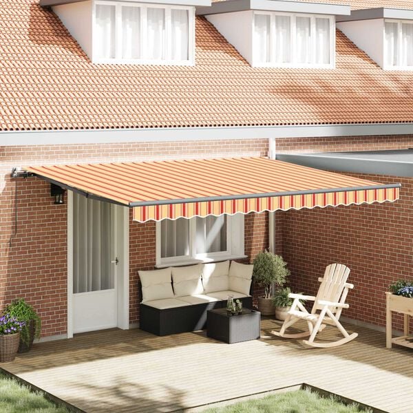 vidaXL Retractable Awning Manual Yellow and Orange 450 x 350 cm