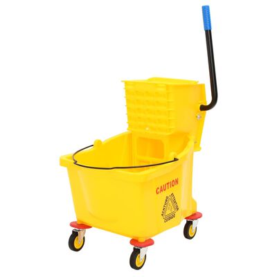 vidaXL Mop Bucket with Wringer and Wheels Yellow 36 L Polypropylene