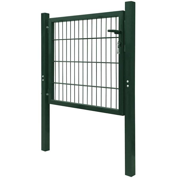 vidaXL Fence Gate Steel Green 105x150 cm