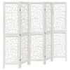 vidaXL Room Divider 5 Panels White Solid Wood Paulownia
