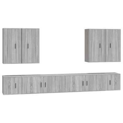 vidaXL 8 Piece TV Cabinet Set Grey Sonoma Engineered Wood