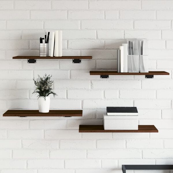 vidaXL Wall Shelves 4 pcs Brown Oak 60x30x1.5 cm Engineered Wood