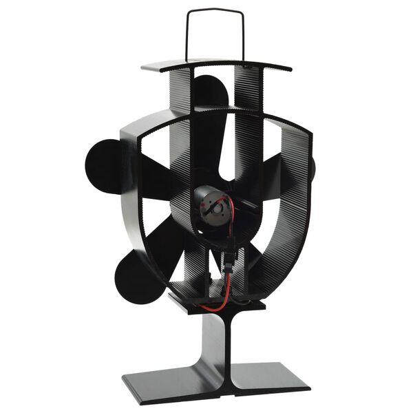 vidaXL Heat Powered Stove Fan 5 Blades Black