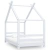 vidaXL Kids Bed Frame | White | Solid pine wood | 80x160 cm | Decorative Inlays