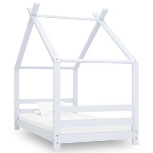 vidaXL Kids Bed Frame | White | Solid pine wood | 80x160 cm | Decorative Inlays
