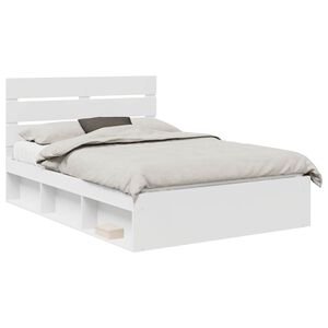 vidaXL Bed Frame with Headboard White 160 x 200 cm Solid Pine Wood