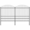 vidaXL Garden Fence with Spear Top Steel 359x200 cm Black
