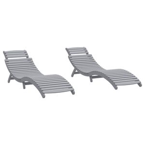 vidaXL Sun Loungers 2 pcs Grey 184x55x64 cm Solid Wood Acacia