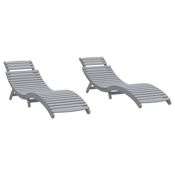 vidaXL Sun Loungers 2 pcs Grey 184x55x64 cm Solid Wood Acacia