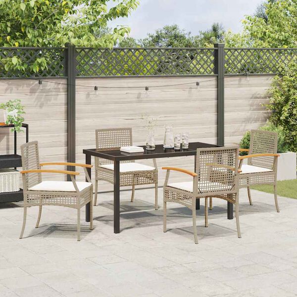 vidaXL Garden Dining Set 5 pcs Beige Poly Rattan