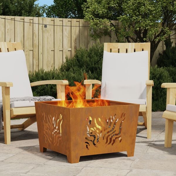 vidaXL Fire Pit Brown 60 x 60 x 40 cm Steel