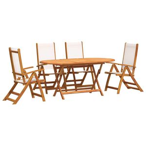vidaXL 5 Piece Garden Dining Set Solid Wood Acacia and Textilene