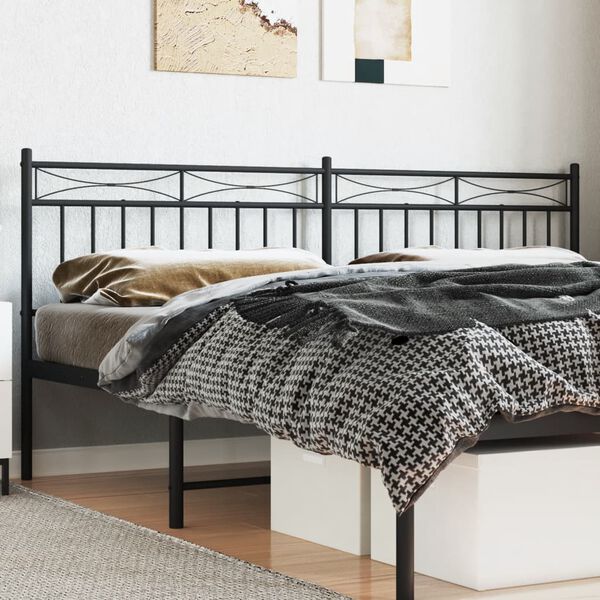 vidaXL Metal Replace Headboard Black 200 cm