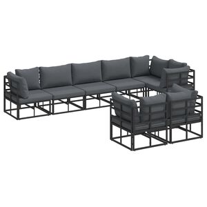 vidaXL Garden Sofa Set 8 pcs Black Aluminium
