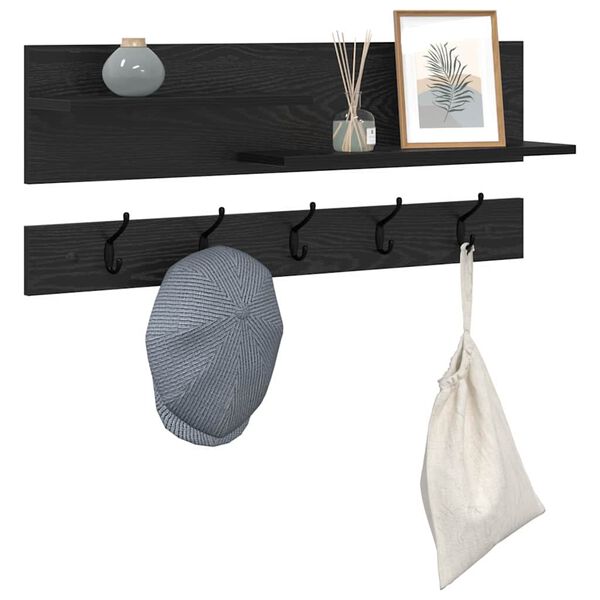 vidaXL Wall-Mounted Coat Rack with Shelf Black Oak 90 x 15 x 36 cm