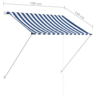 vidaXL Retractable Awning 100x150 cm Blue and White