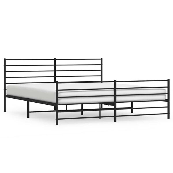 vidaXL Metal Bed Frame without Mattress with Footboard Black 180x200cm