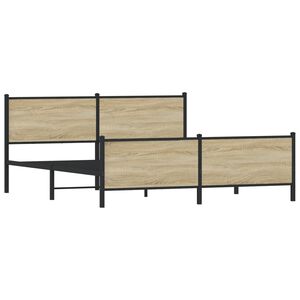 vidaXL Metal Bed Frame without Mattress Sonoma Oak 180x200 cm Super King