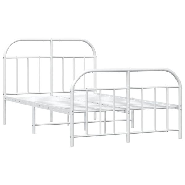 vidaXL Metal Bed Frame without Mattress with Footboard White 120x200cm