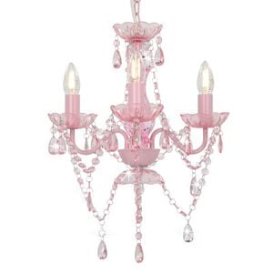 vidaXL Chandelier with Beads Pink Round 3 x E14