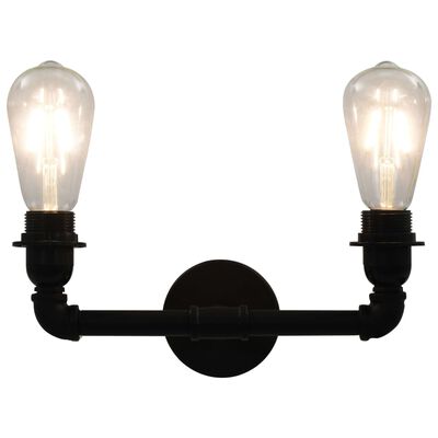 vidaXL 2-way Wall Lamp Black 2 x E27 Bulbs