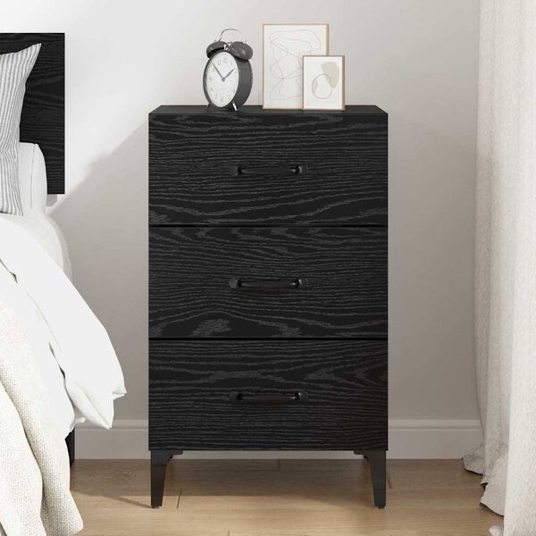 vidaXL Bedside Cabinet Black Oak 40 x 40.5 x 66 cm Engineered Wood