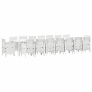 vidaXL Garden Dining Set with Cushions 17 pcs White PP