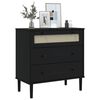 vidaXL Drawer Cabinet SENJA Rattan Look Black 80x40x80 cm Solid Wood Pine