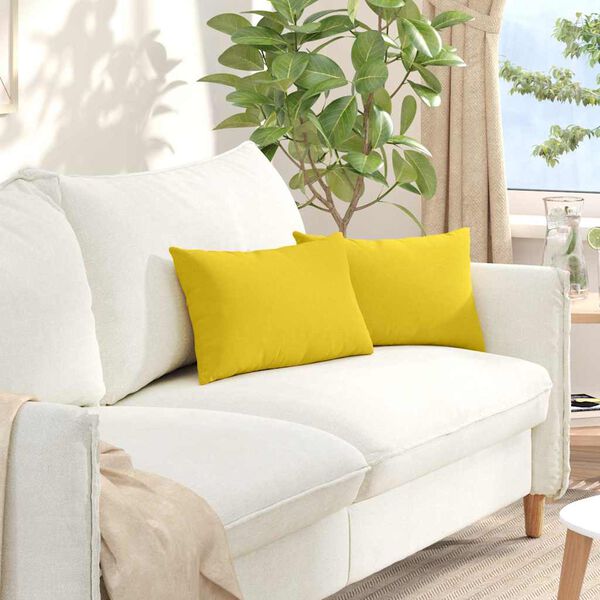 vidaXL Sofa Pillows 2 pcs Light Yellow 50 x 30 cm Fabric