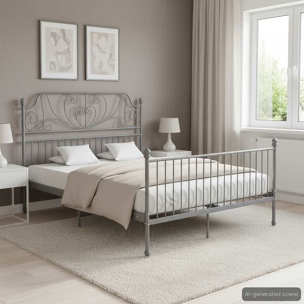 vidaXL Bed Frame without Mattress Grey Metal 160x200 cm