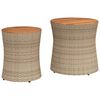 vidaXL Garden Side Tables 2 pcs with Wooden Top Beige Poly Rattan