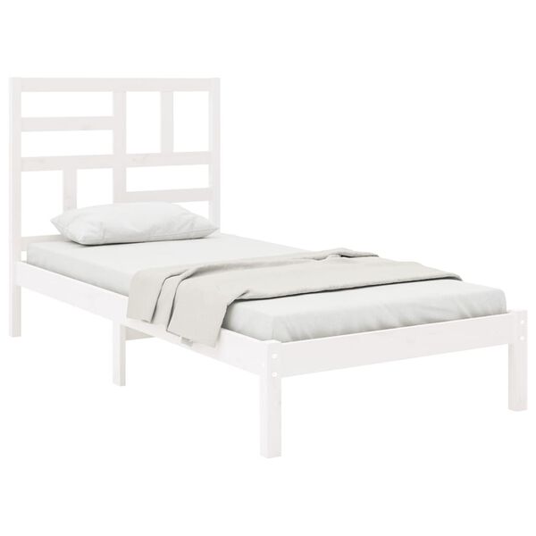 vidaXL Bed Frame without Mattress White Solid Wood 75x190 cm Small Single