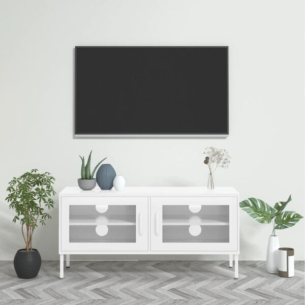 vidaXL TV Cabinet White 105x35x50 cm Steel