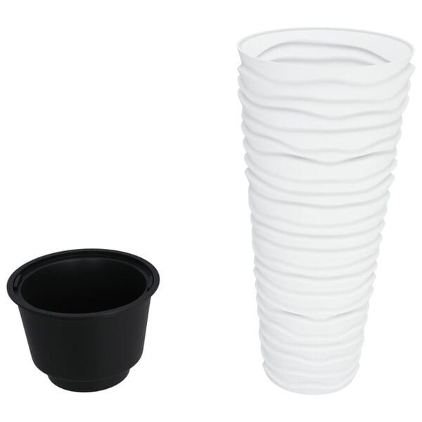 vidaXL Planter with Removable Inner White 18/45 L PP Grooved Look