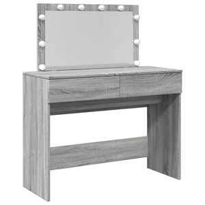 vidaXL Dressing Table with LED Grey Sonoma 100x40x120 cm