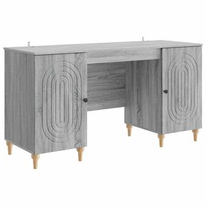 vidaXL Desk Grey Sonoma 142.5 x 50 x 75 cm Engineered Wood