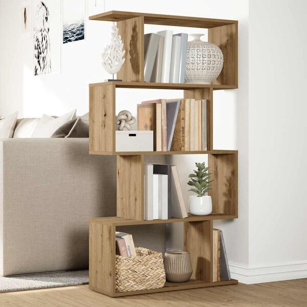 vidaXL Room Divider Bookcase 4-Tier Artisan Oak 70x24x129 cm Engineered Wood