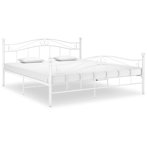 vidaXL Bed Frame without Mattress White Metal 140x200 cm