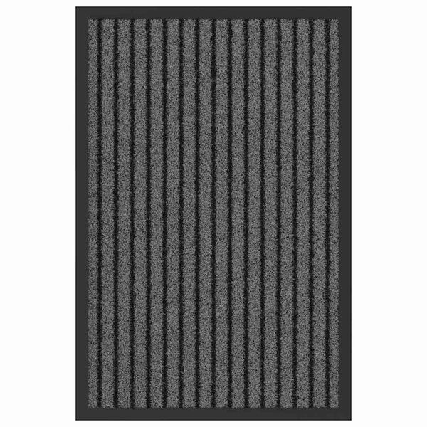 vidaXL Doormat Striped Black and Grey 40 x 60 cm Polypropylene and PVC