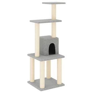 vidaXL Cat Tree with Sisal Scratching Posts Light Grey 105 cm