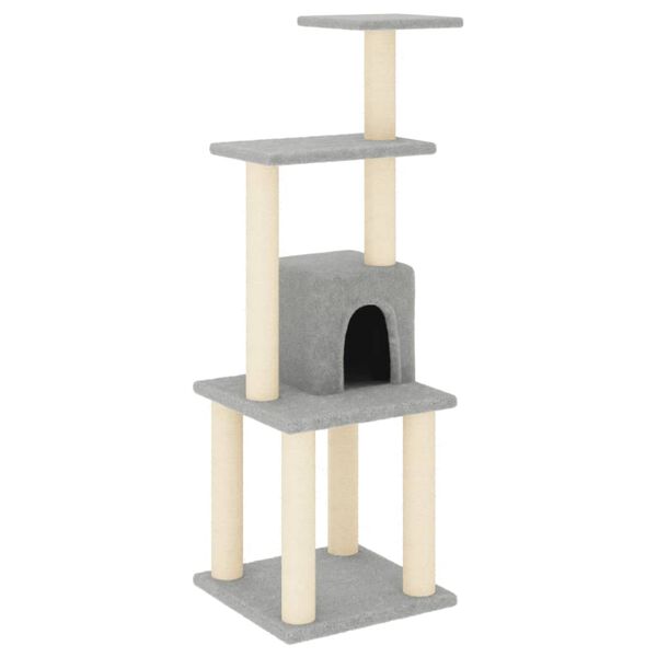 vidaXL Cat Tree with Sisal Scratching Posts Light Grey 105 cm