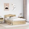 vidaXL Bed Frame with Drawer Sonoma Oak 140 x 200 cm Engineer Wood