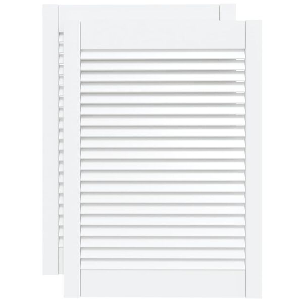 vidaXL Cabinet Doors Louvred Design 2 pcs White 69x49.4 cm Solid Wood Pine