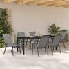 vidaXL Garden Dining Set 7 pcs Grey and Black Powder-coated Steel