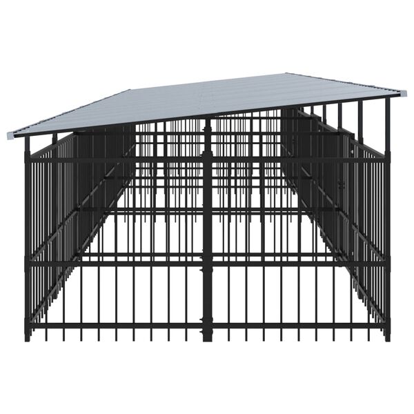 vidaXL Outdoor Dog Kennel with Roof Steel 15.02 m&sup2;