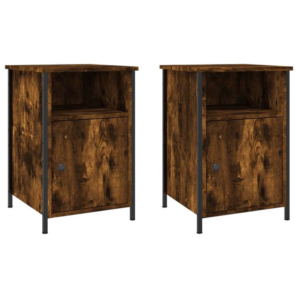 vidaXL Bedside Cabinets 2 pcs Smoked Oak 40x42x60 cm Engineered Wood