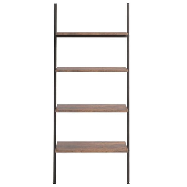 vidaXL 4-Tier Leaning Shelf Dark Brown and Black 64x34x150.5 cm